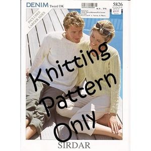New Sirdar 5826 Denim Tweed His Hers Pullover Sweater Double Knitting Pattern